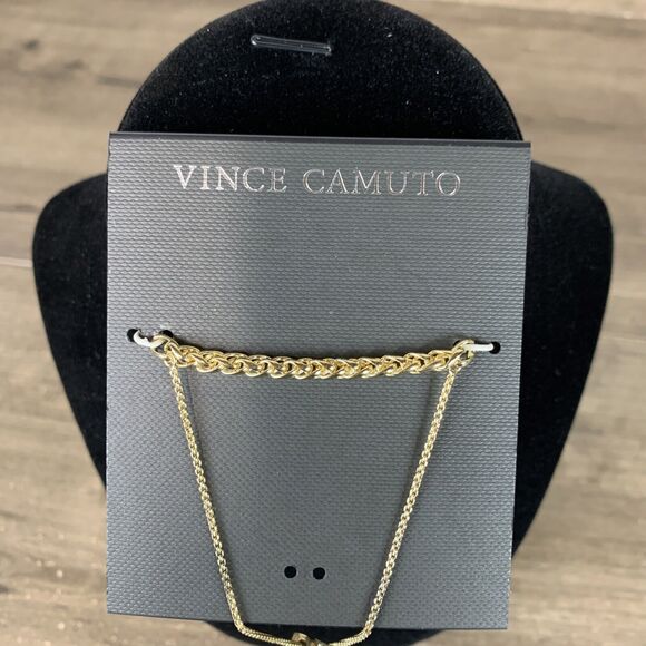 Vince Camuto Gold Tone Slider Adjustable Bracelet Charm Dangle One Size - Picture 3 of 8